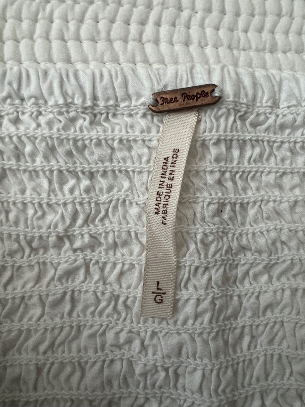 Free People White Smocked Tie-Shoulder Camisole - Picture 5 of 8